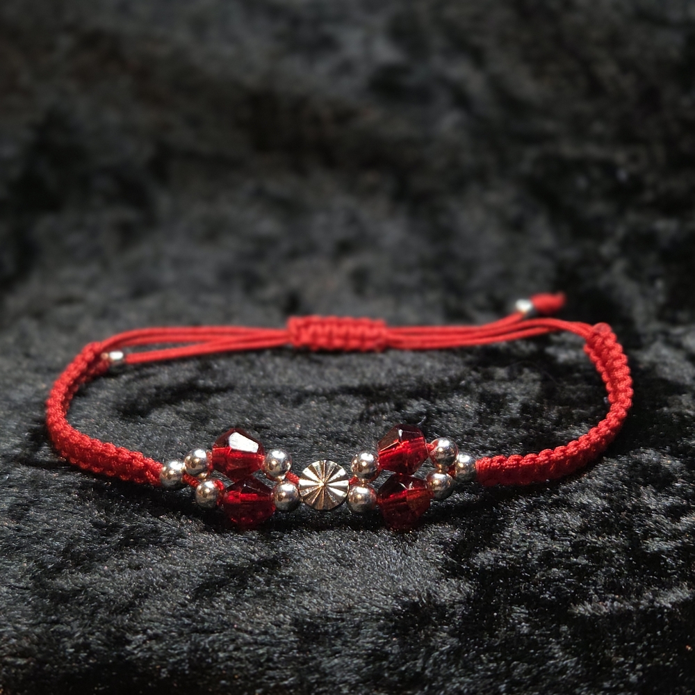 Crimson Crystal Beaded Bracelet